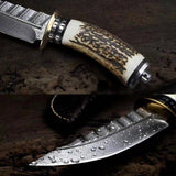 Custom Handmade Damascus Steel Steel Hunting Knife