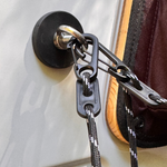 Shower kit hook hardware with black strap, carabiner clip, and braided cord