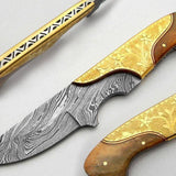 Engraved Damascus Skinner Knife