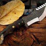D2 Forged Tool Steel Handmade Tom Brown Tracker Knife with Buffalo Horn and Canvas Handle - For Hunting, Camping, and Outdoor Activities