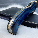 Tactical Defender Folding Pocket Knife – 8" Custom Handmade Damascus Steel Blade with Exotic Pakka Wood Handle