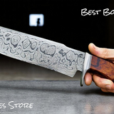 Professional Rambo Bowie Knife - 12" D2 Steel with Exotic Red Wood Handle & Steel Guards