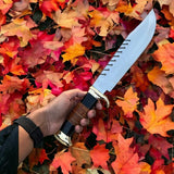Frontier Legend Bowie Knife – Custom Handmade D2 Steel Blade with Stacked Leather Handle, 16" Overall Length