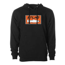 Black pullover hoodie with front pouch pocket, hood, and STLHD logo graphic.
