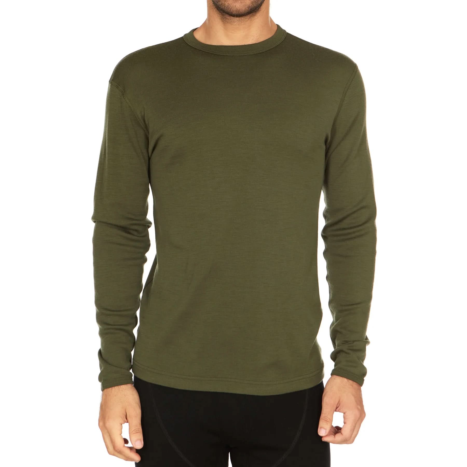 100% Merino Wool - Men's Long Sleeve Crew Shirt - Thermal Base Layer