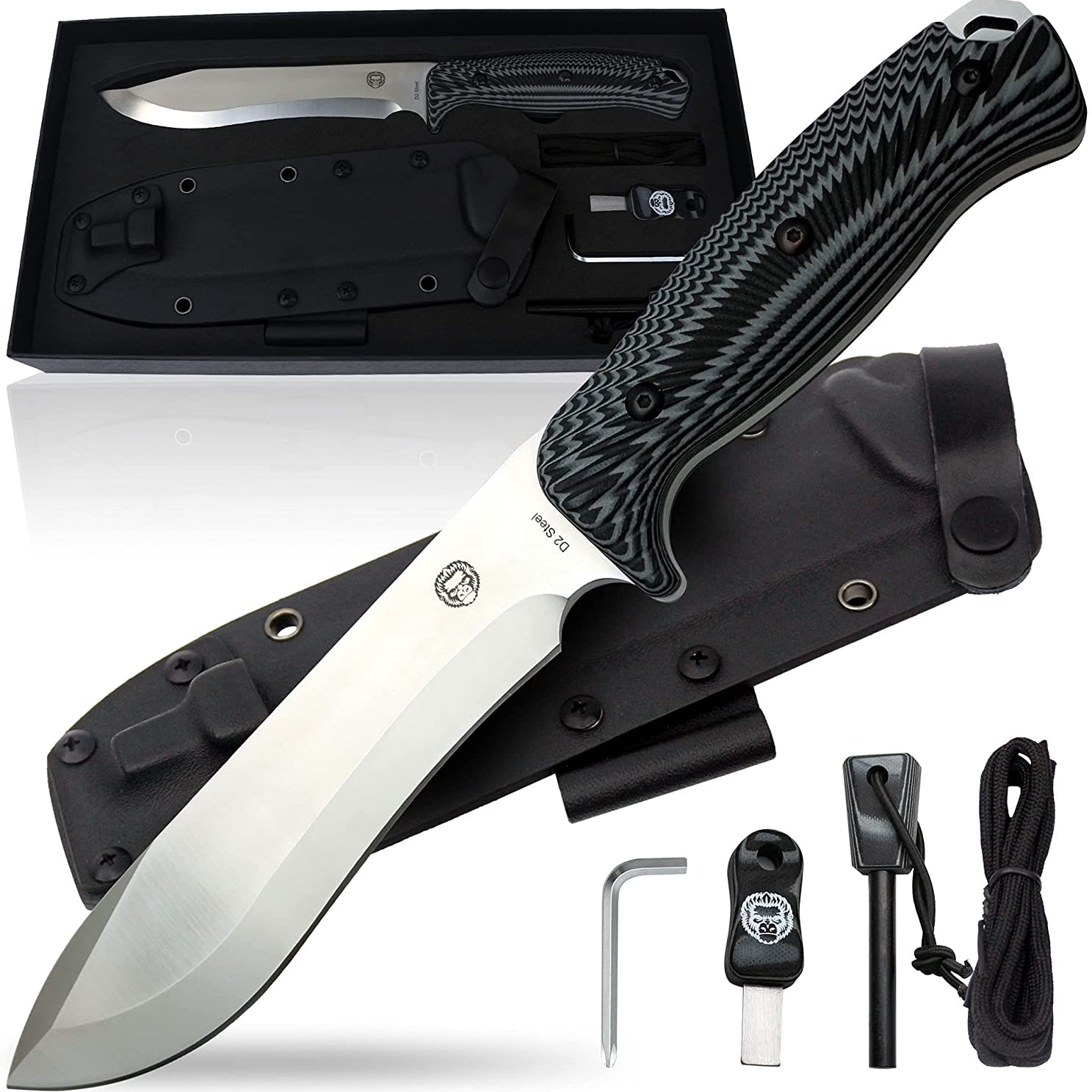 12.32" LAVALINE SURVIVAL KNIFE WITH FIXED 1095 HIGH CARBON STEEL BLADE