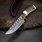 Custom Handmade Damascus Steel Steel Hunting Knife