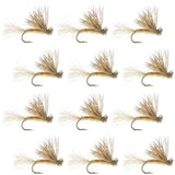 Barbless Tan X Caddis Emerging Caddis Adult Fly - 12 Flies Size 16