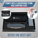 The Wrangler Folding Pocket Knife Giftset for Men and Women (Silver and Red)