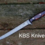 7" Fillet Knife Damascus Steel with Sheath