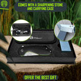 The Pioneer Folding Pocket Knife Giftset for Men and Women (Silver and Green)