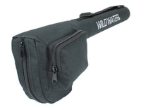 Dark fly rod case with zipper and carry strap, Wild Water logo on side