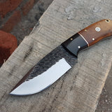 Custom Handcrafted 1095 Forged Steel Fixed Blade Skinning Knife - 8.25 Inch Buffalo Horn & Rosewood Handle - Premium Quality by KBS Knives