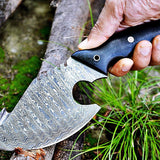 Damascus Steel Gut Hook Skinning Knife