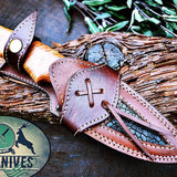 Olive Wood Handle Damascus Hunting Knife