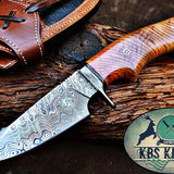 Olive Wood Handle Damascus Hunting Knife