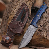 Damascus Hunting Knife With Pakka Wood Handle