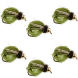LaFontaine Olive Deep Sparkle Caddis Pupa - 6 Flies Hook Size 16