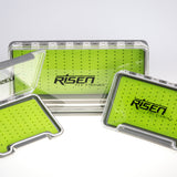 Waterproof fly boxes with green silicone insert