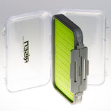 Waterproof fly boxes with green silicone insert