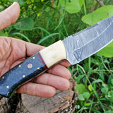 Fixed Blade Custom Handmade Damascus Steel Skinning Knife