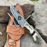 Guthook Hunter: Custom Handmade Damascus Steel Knife
