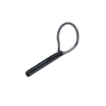 Black metal fly rod tip top guide with looped frame and hollow tube