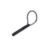 Black metal fly rod tip top guide with looped frame and hollow tube