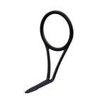 Single-foot fishing rod guide with black frame and stainless steel ring