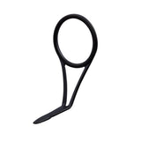 Single-foot fishing rod guide with black frame and stainless steel ring
