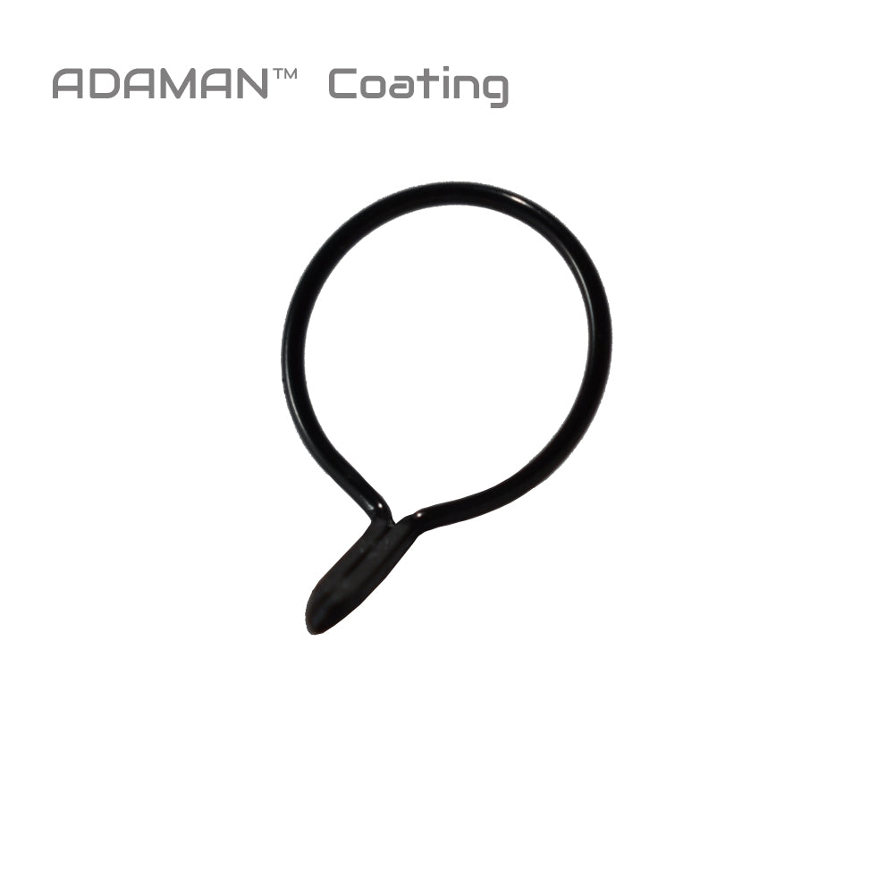 Black ADAMAN-coated fly fishing guide ring with tapered frame