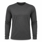 Long-sleeve crewneck shirt with dark heather gray fabric