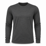 Dark heather gray long sleeve crewneck performance tee