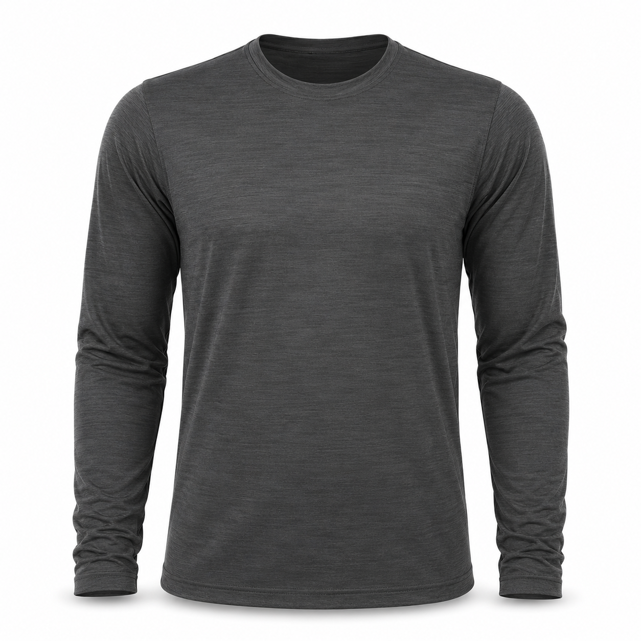 Long-sleeve crewneck performance shirt in dark heather gray