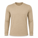 Sand long-sleeve performance shirt with crew neck and smooth stretch fabric