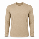 Sand long-sleeve performance shirt with crew neck and smooth stretch fabric