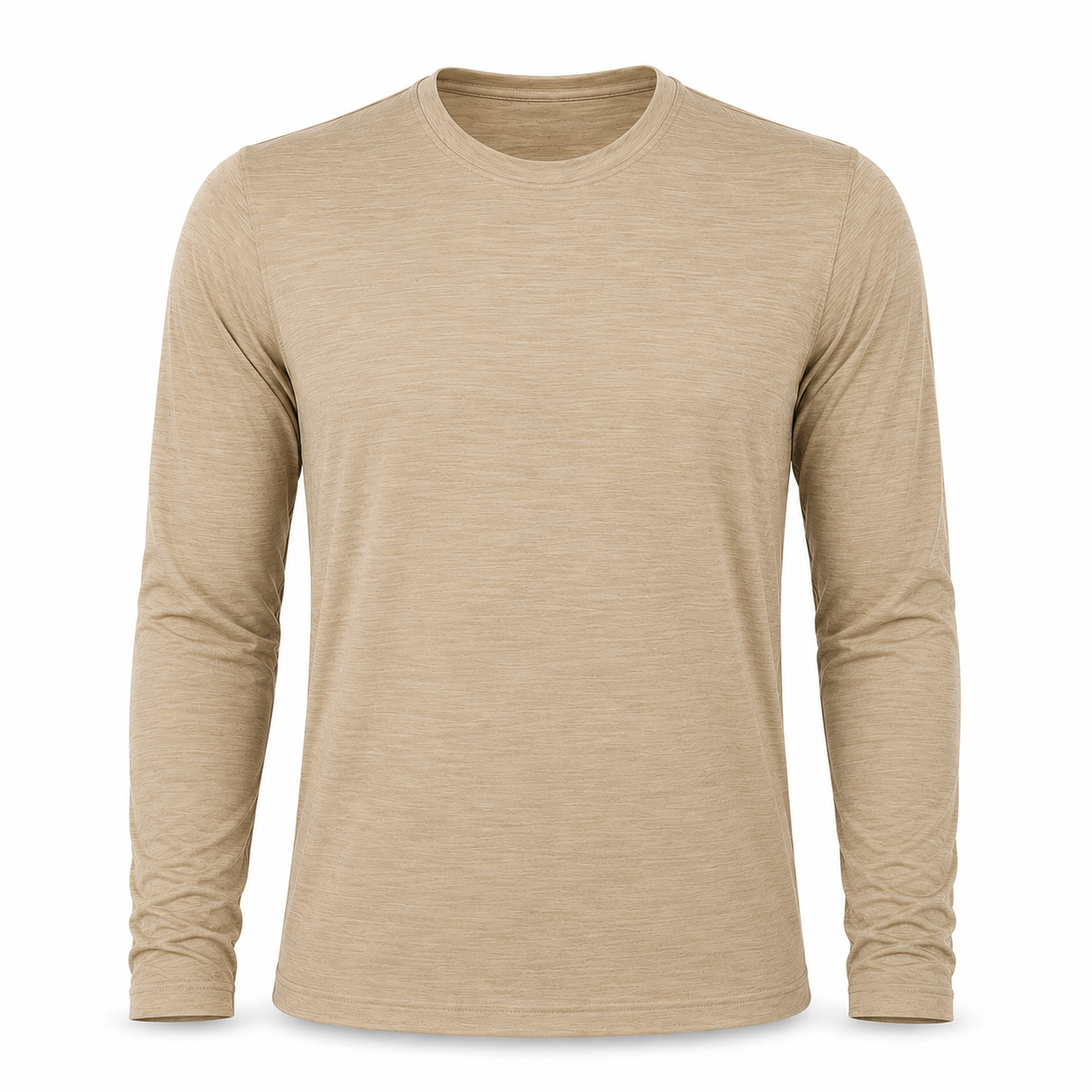 Sand long-sleeve performance shirt with crew neck and full-length sleeves