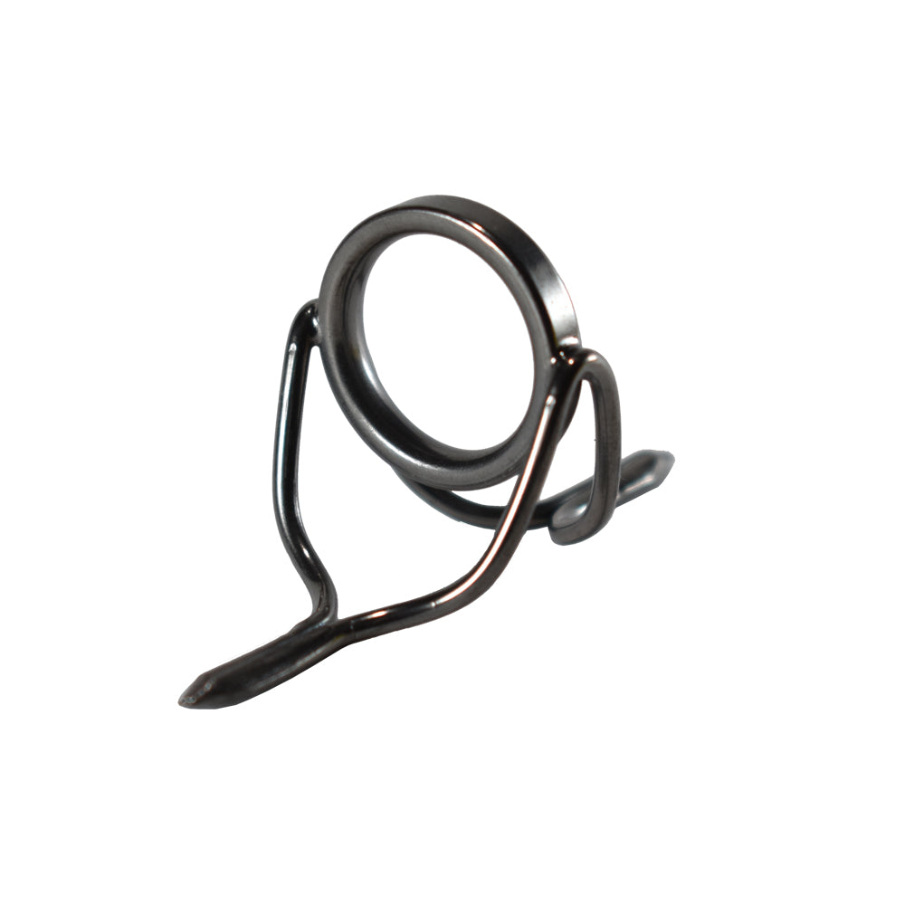 Black boat rod guide with oval ring and side mounting loop