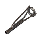 Dark coated boat rod tip top guide with circular ring and U-frame