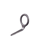 Single-foot fishing rod guide with gunmetal frame and gray ring