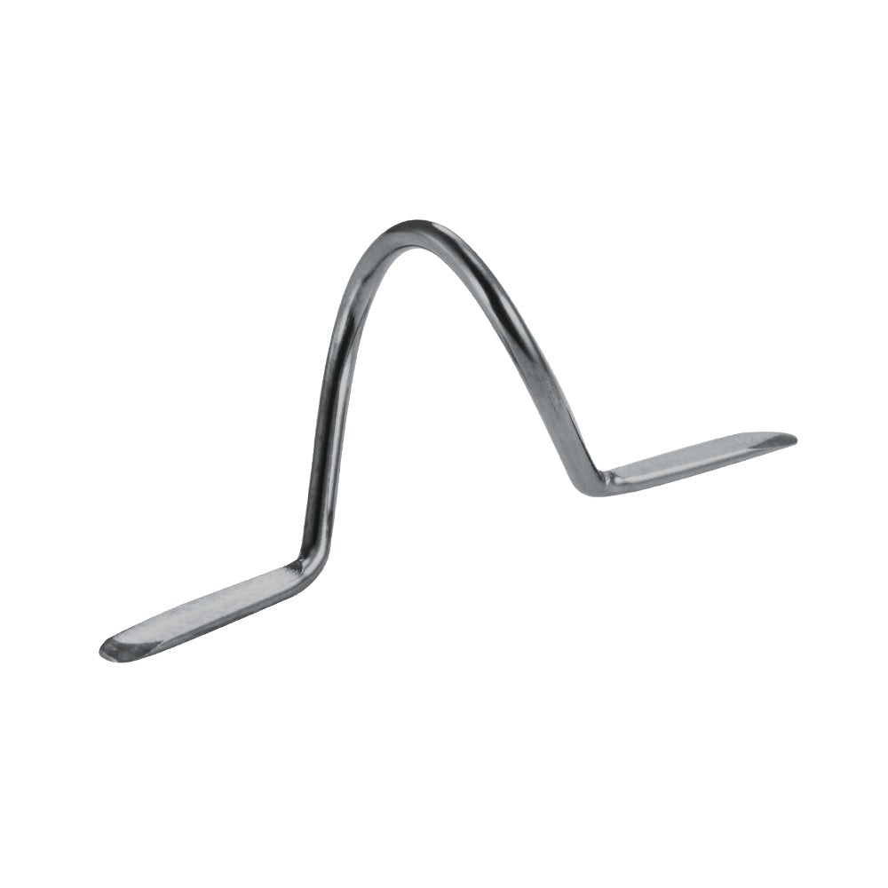 Polished metal snake guide with curved arch and two flat support feet
