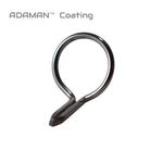 Silver-gray ADAMAN™ coated fly guide ring with oval loop and tapered foot