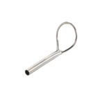 Silver metal fly rod tip top guide with looped frame and hollow tube