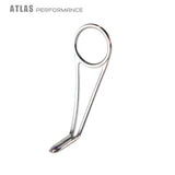 Single-foot fishing line guide with stainless ring and metal forked foot