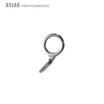 Single-foot fishing rod guide with polished silver frame and ring