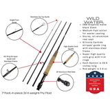 CNC Fly Reel Fly Fishing Kit, 3/4wt Rod | 7ft | 4-piece | Wild Water Fly Fishing