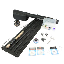 7/8-weight fly fishing kit with 4-piece rod, reel, tackle in black carrying case