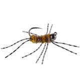 Barbless Pats Rubber Legs Tungsten Jig Coffee/Tan Euro Nymph 12 Flies #6