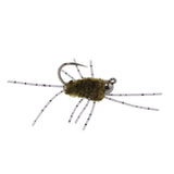 Barbless Pats Rubber Legs Tungsten Jig Dark Olive Euro Nymph 12 Flies #6