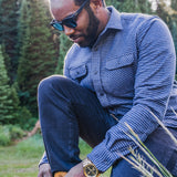 Grand Flannel, Dark Blue Mini Check